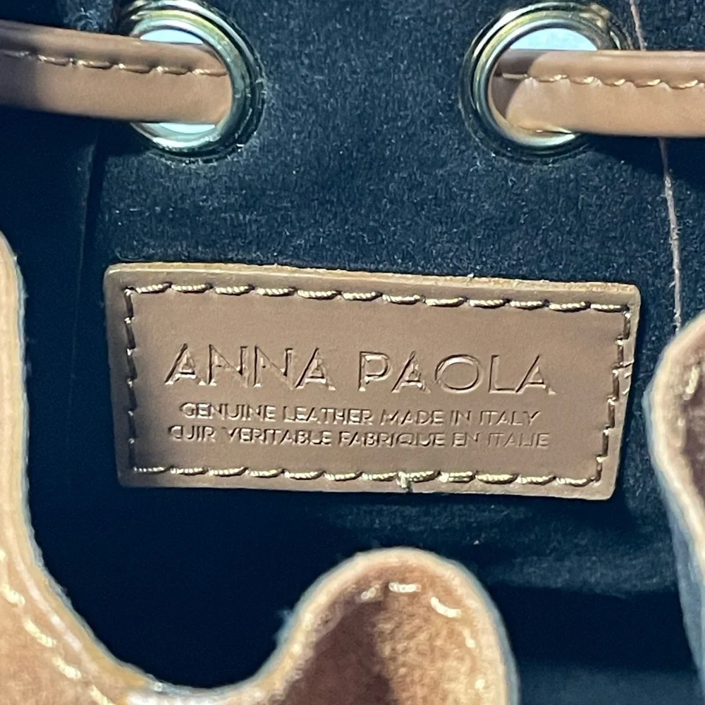 Anna Paola suede , genuine leather fringe bucket bag - Picture 6 of 13